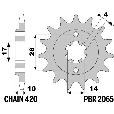 Piñón PBR acero estándar 2065 - 420 - motoscamaralweb.com