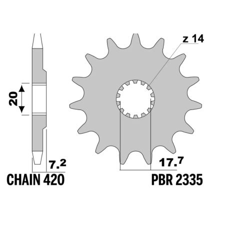 Piñón PBR acero estándar 2335- 420 - motoscamaralweb.com