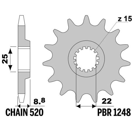 Kit de cadena EK/PBR 520 SRX2 - 14/48-114 - Corona de aluminio - motoscamaralweb.com