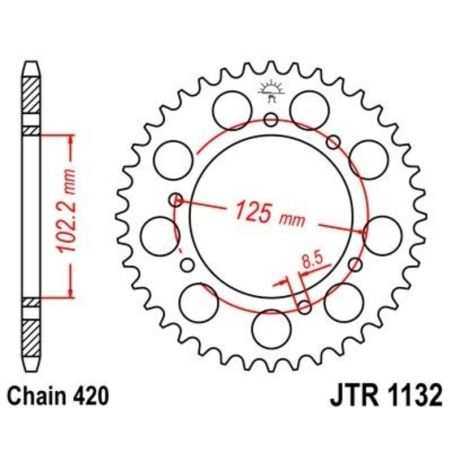 Corona JT 1132 de acero con 48 dientes - motoscamaralweb.com