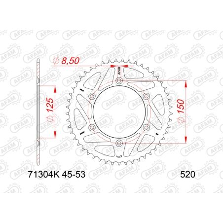 Corona AFAM acero estándar 71304K - 520 - motoscamaralweb.com