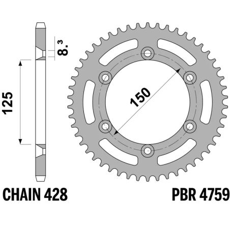 Corona PBR acero estándar - 428 - motoscamaralweb.com