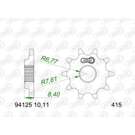Piñón AFAM acero estándar 94125 - Paso 415 - motoscamaralweb.com