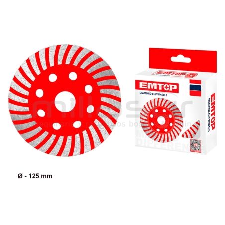 DISCO DIAMANTADO PARA PULIR PIEDRA 125MM 20MM EMTOP - motoscamaralweb.com