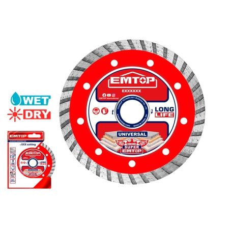 DISCO DIAMANTE TURBO AMOLADORA 115MM 10MM EMTOP - motoscamaralweb.com