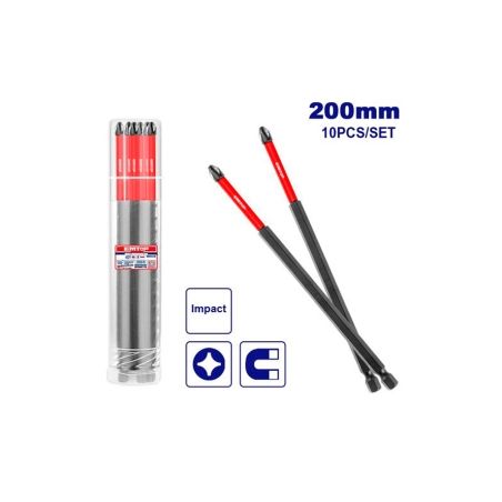SET PUNTERAS DESTONILLADOR DE IMPACTO MAGNÉTICAS EMTOP - PH2 200MM - motoscamaralweb.com
