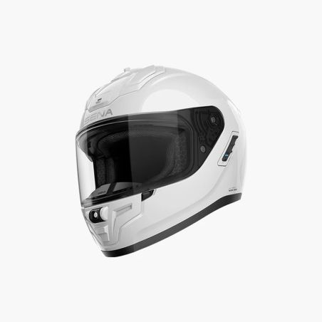 Casco SENA Phantom - Blanco Brillante- Mesh - motoscamaralweb.com