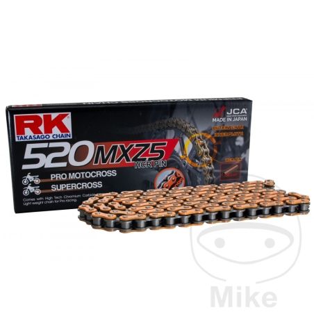 Cadena RK 520MXZ5 Naranja 118 Pasos sin Retén | Motos Camaral