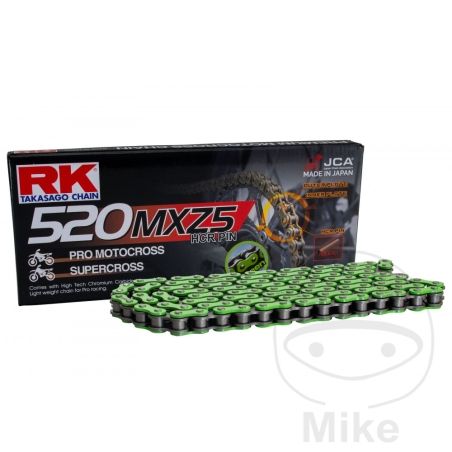 Cadena RK 520MXZ5 Verde sin retén 110L | RK | Motos Camaral