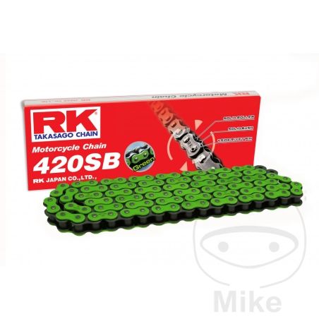 Cadena RK 420SB Verde sin retén por pasos | RK | Motos Camaral