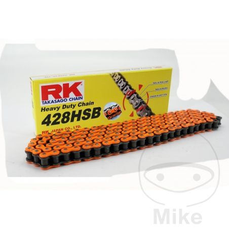 Cadena RK 428HSB Naranja sin Retén por Pasos | Motos Camaral