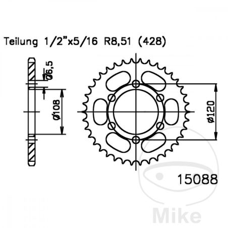 Corona 49 Dientes Paso 428 Negra | Motos Camaral