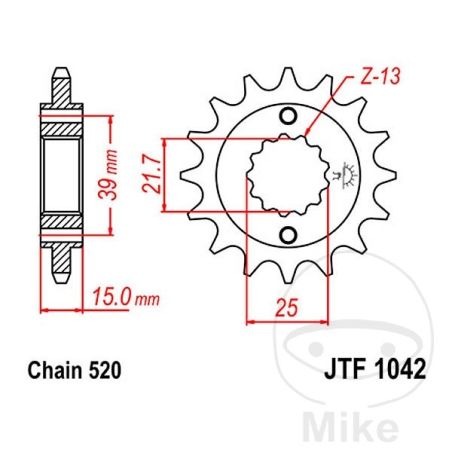Piñón 15 Dientes Paso 520 | Alternativa | Motos Camaral