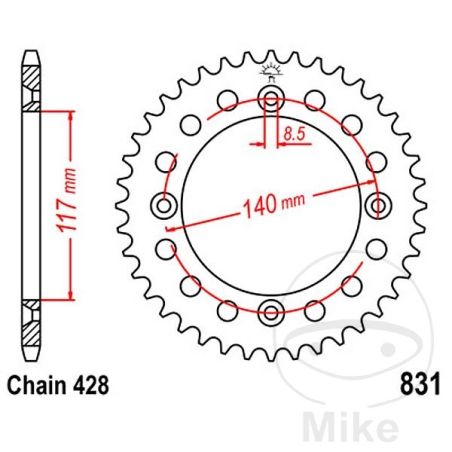 Corona 46 Dientes Paso 428 | Recambio Moto | Motos Camaral