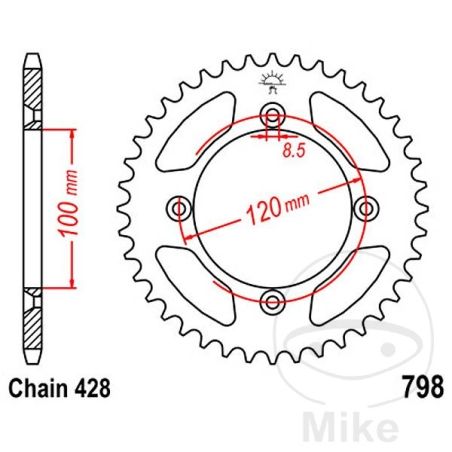 Corona 50D Paso 428 Diá. 100/120 | Recambio | Motos Camaral