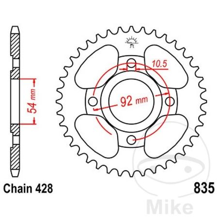 Corona 47D Paso 428 Diá. 54/92 | Recambio Alternativo | Motos Camaral