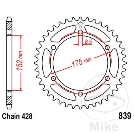 Corona 52 Dientes Paso 428 | Alternativa | Motos Camaral