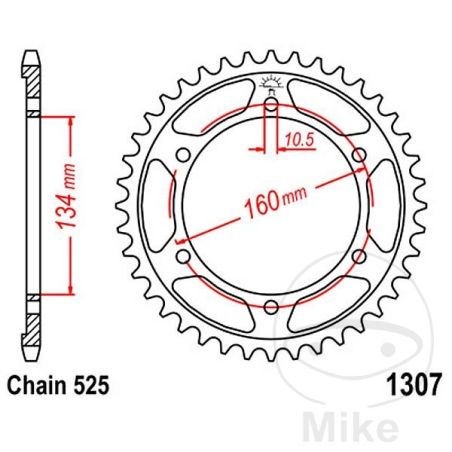 Corona 44 Dientes Paso 525 | Recambio Alternativo | Motos Camaral