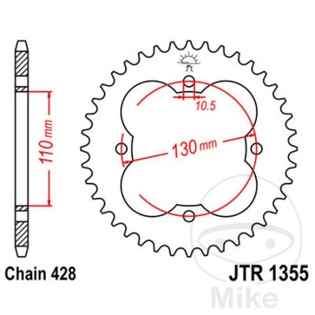 Corona 48D Paso 428 Ø110/130 | Motos Camaral