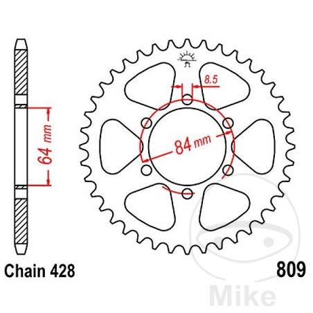Corona 54 Dientes Paso 428 | Recambio Moto | Motos Camaral