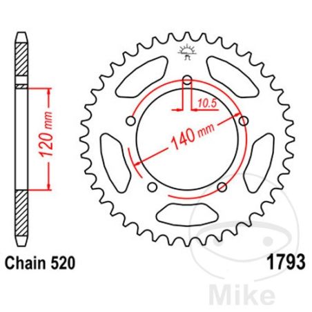 Corona 43 Dientes Paso 520 | Motos Camaral