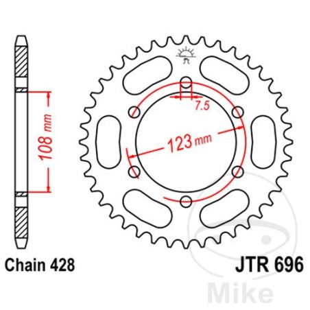 Corona 43 Dientes Paso 428 Ø108/123mm | Motos Camaral