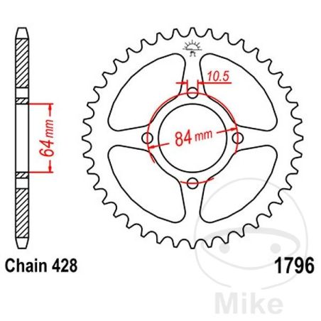 Corona 51 Dientes Paso 428 Ø64/84mm | Motos Camaral