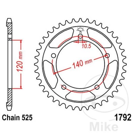 Corona 44 Dientes Paso 525 | Recambio Moto | Motos Camaral