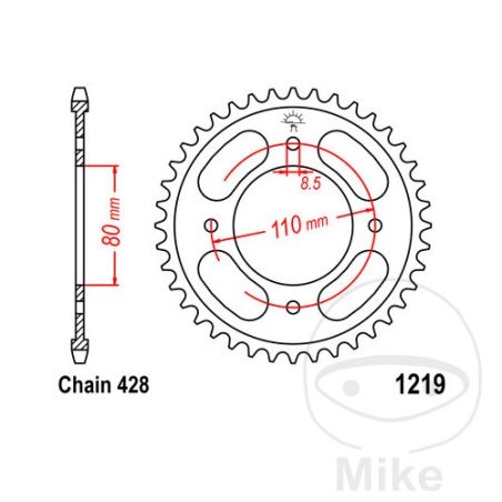 Corona 42 Dientes Paso 428 Diá. 80mm | Recambio | Motos Camaral