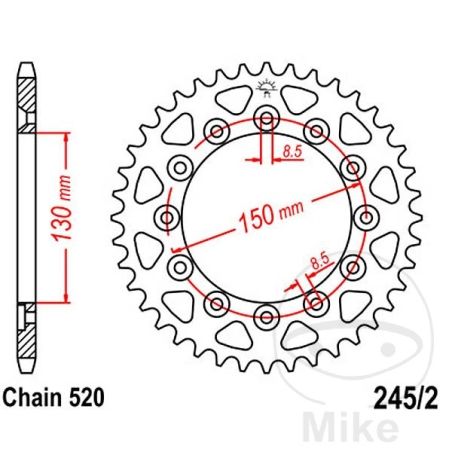 Corona 51 Dientes Paso 520 (130/150mm) | Motos Camaral