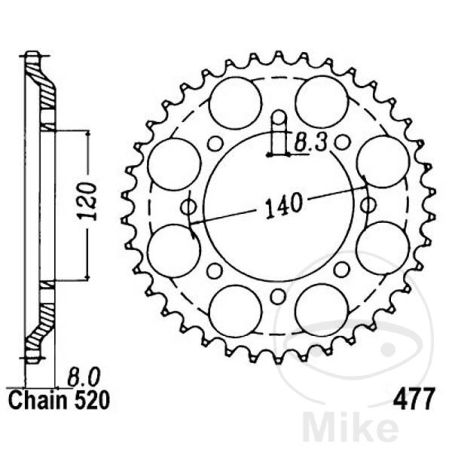 Corona 43 Dientes Paso 520 | Recambio Moto | Motos Camaral
