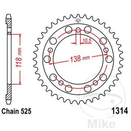 Corona 39 Dientes Paso 525 | Recambio Moto | Motos Camaral