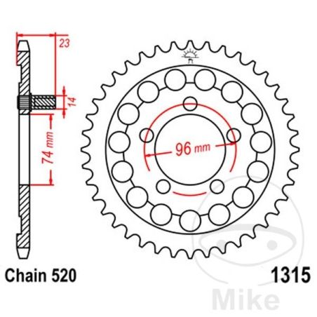 Corona 40 Dientes Paso 520 Ø74/96 | Motos Camaral