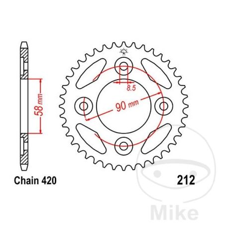 Corona 37 Dientes Paso 420 Ø58/90 | Recambio | Motos Camaral