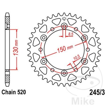 Corona 47D Paso 520 Diá. 130/150 | Recambio Moto | Motos Camaral