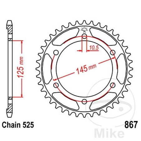 Corona 44 Dientes Paso 525 | Recambio Moto | Motos Camaral