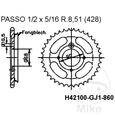 Corona M FANGBL 45 Dientes Paso 428 | Motos Camaral