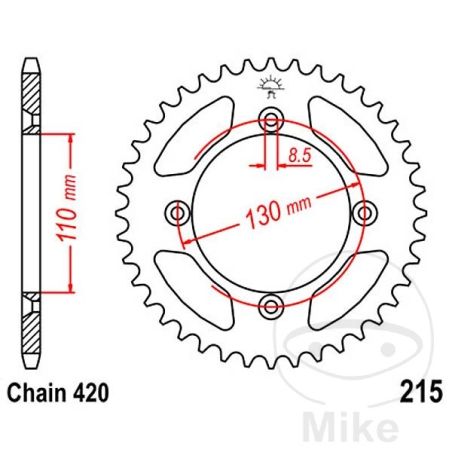 Corona 56 Dientes Paso 420 Diám. 110/130 | Motos Camaral