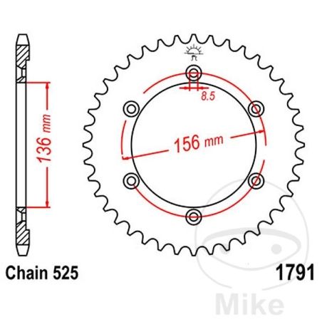 Corona 41 Dientes Paso 525 | Recambio Moto | Motos Camaral