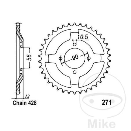 Corona 50D Paso 428 Diá. int. 58mm | Recambio Moto | Motos Camaral