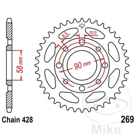 Corona 46 Dientes Paso 428 | Recambio Moto | Motos Camaral
