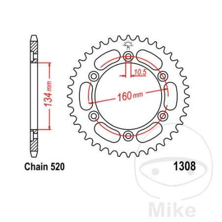 Corona 45D Paso 520 Diá. 134/160 | Recambio Moto | Motos Camaral