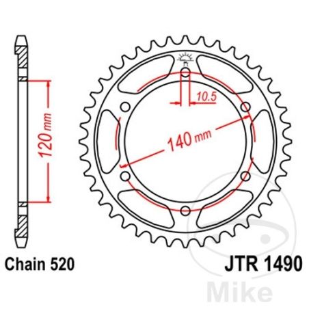 Corona Moto 45 Dientes Paso 520 Ø120/140 | Motos Camaral