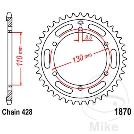 Corona 44D Paso 428 Ø110/130 | Transmisión | Motos Camaral
