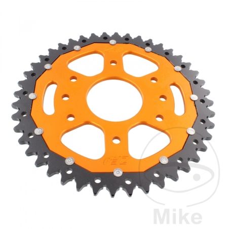 Corona Dual ZF 44 Dientes Paso 520 Naranja | Motos Camaral