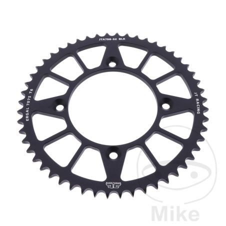 Corona Aluminio 52D Paso 428 Negra | Motos Camaral