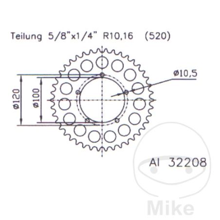 Corona Aluminio Esjot 40 Dientes Paso 520 | Motos Camaral