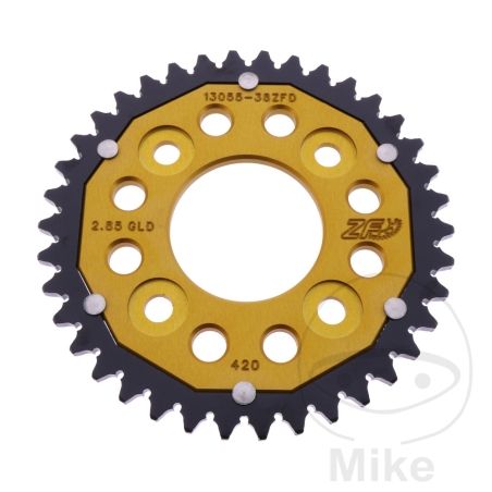 Corona ZF Dual 38 Dientes Paso 420 Dorada | Motos Camaral
