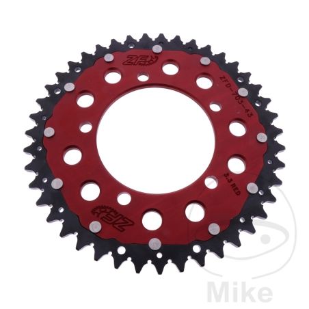 Corona Dual ZF 43 Dientes Paso 520 Roja | Motos Camaral