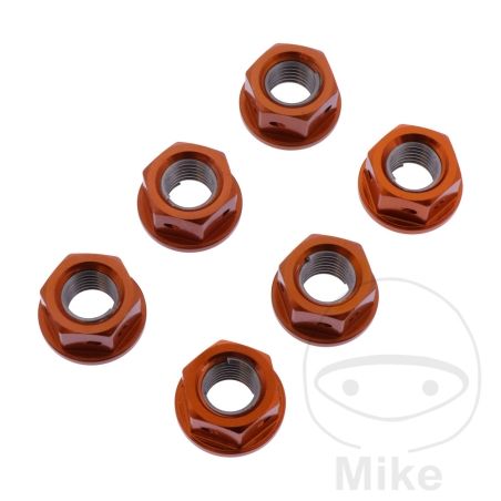 Juego Tuercas Corona JMP M10x1.25 Alu Naranja | Motos Camaral